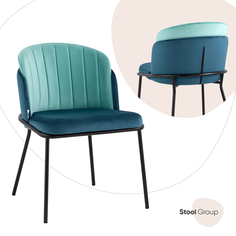 Стул для кухни Stool Group Дабл велюр синий с голубой вставкой
