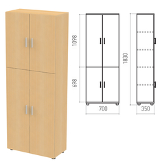 Шкаф закрытый "Канц", 700х350х1830 мм, цвет бук невский (КОМПЛЕКТ) No Brand