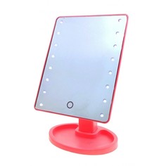 Настольное косметическое зеркало для макияжа с LED подсветкой (Цвет: Розовый ) No Brand