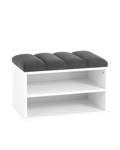 Обувница Хольст Stool Group белая велюр тёмно-серый