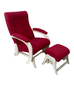 Кресло-качалка с пуфом, красный No Brand