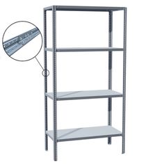 Стеллаж мет-л, 4 секц, 100х40х200 см, разрезной, ПАКС, МС-244Р, 3349024 No Brand