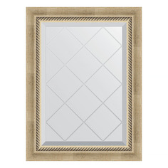 Зеркало с гравировкой в раме 53x71см Evoform BY 4003 состаренное серебро с плетением