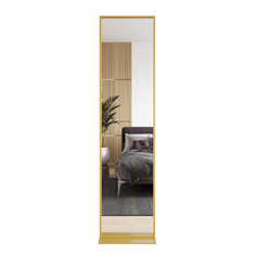 Зеркало напольное ZELISO Gold 185x45 см, дизайнерское, в золотой металлической раме Genglass