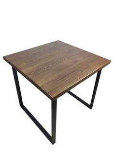 Стол кухонный Solarius Loft металл-дерево 75х75х75, цвет темный дуб с черными ножками