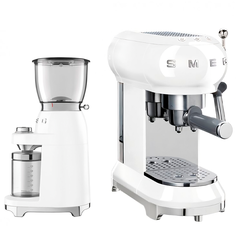 Кофемашина автоматическая Smeg ECF01WHEU-CGF01WHEU + кофемолка белая