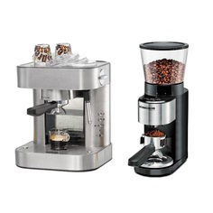 Рожковая кофеварка Rommelsbacher EKS 2010 + Кофемолка EKM 500 серебристая