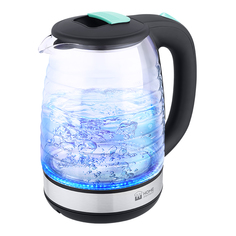 Чайник электрический Home Element HE-KT2304 2 л голубой, прозрачный, черный
