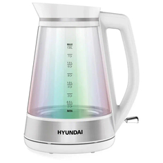 Чайник Hyundai HYK-G3037 3000 Вт, белый-прозрачный, стекло, 1,9 л