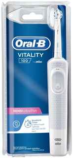 Электрическая зубная щетка Oral-B Vitality 100 Sensi Ultra Thin белая