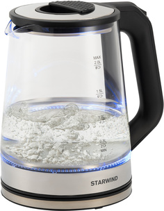 Чайник электрический STARWIND SKG5778 2 л черный, прозрачный