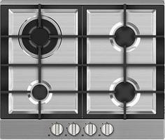 Встраиваемая варочная панель газовая Midea 60G40ME005SFT серебристый