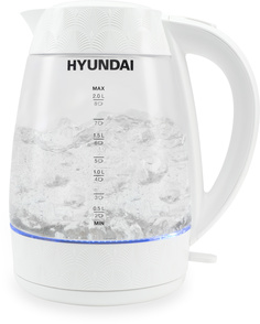 Чайник электрический HYUNDAI HYK-G4506 2 л белый, прозрачный