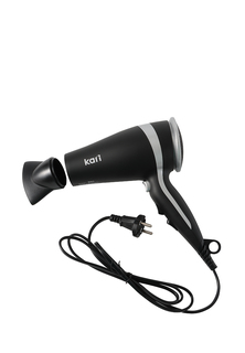 Фен kari home E110-1 2000 Вт черный, серебристый