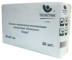 Пеленки впитывающие Пелигрин 60х40см, Super, 30 шт. М60х40/30S