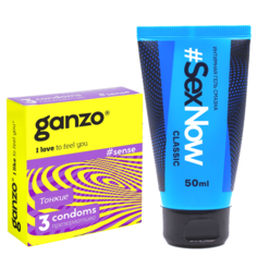 Презервативы Ganzo #Sense 3 шт. + Интимный гель-лубрикант #SexNow Classic 50 мл