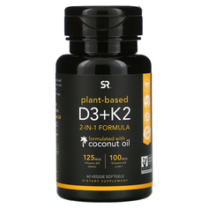 Sports Research, витамины D3+K2, на растительной основе, 60 растительных капсул No Brand