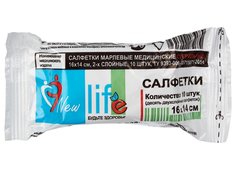 Салфетка марлевая Life стерильная 16х14 см 2-слойная плотность 32 г (10 шт.), 481338