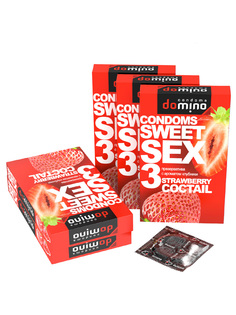 Презервативы Domino Sweet Sex Strawberry Cocktail 3 шт. 5 уп.