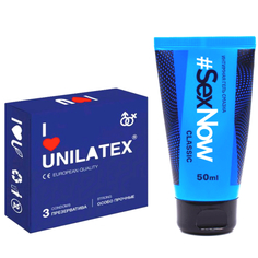 Презервативы Unilatex Extra Strong 3 шт. + Гель-лубрикант #SexNow Classsic 50 мл