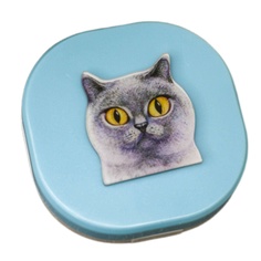 Контейнер для линз Purebred Cat голубой No Brand