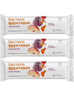Комплект Пастила Vitateka фруктовая с бетулином Яблоко со сливой 27 гр 3 шт Витатека
