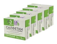 Комплект New Life Салфетка марлевая, стерильная 12 сл, 5х5 см 36 г/м2 10 шт х 5 уп