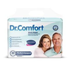 Подгузники для взрослых Dr. Comfort M30 размер M талия 85-125 см 30 шт.