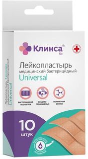 Лейкопластырь бактерицидный Клинса Universal на полимерной основе 1,9х7,2 см 10 шт.