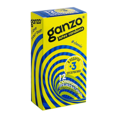 Презервативы Ganzo CLASSIC классические, 12 шт+3 шт. в подарок, 15 шт.