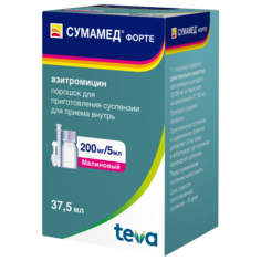 Сумамед форте порошок 200 мг/5 мл 35,573 37,5 мл Teva