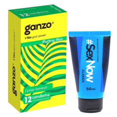 Презервативы Ganzo #ultra thin 12 шт. + Гель-лубрикант #SexNow Classic 50 мл