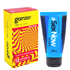 Презервативы Ganzo Extase 12 шт. + Гель-лубрикант SexNow Classic 50 мл