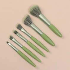 Набор кистей для макияжа, 6 предметов, PVC - чехол, цвет зелёный Queen Fair