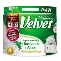Туалетная бумага Velvet с ромашкой и алоэ вера 4 шт