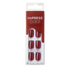 Ногти накладные Kiss Impress Color длина короткая, Марсала, 30 шт