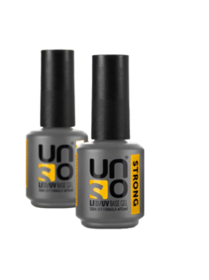 База для гель-лака UNO Strong жесткая густая основа для ногтей прозрачная набор 2 шт, 16 г