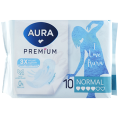 Прокладки Aura Premium Normal женские, гигиенические, 10 шт.