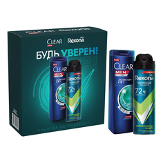 Подарочный набор средств для тела и волос Rexona Men Clear: антиперспирант и шампунь 350мл