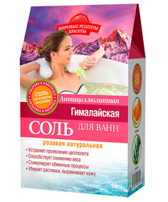 Розовая соль для ванн Fito косметик Антицеллюлитная Мировые рецепты красоты коробка, 500 г