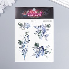 Татуировка на тело цветная "Ракушки с растениями" 10,5х12 см No Brand