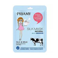 Маска для лица Pibamy Silk&Milk тканевая, с экстрактом шелка, нежно-голубая, 1 шт.