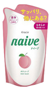 Мыло Kracie (Крации), "Naive", жидкое для тела с экстрактом персика, сменный блок, 380 мл,