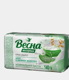 Крем-мыло туалетное твердое Весна Алое и Овсяное Молочко, 140 г х 6 шт.