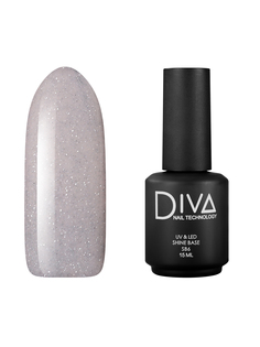 Основа для гель-лака Diva Nail Technology камуфлирующая база с блестками бежевая 15 мл