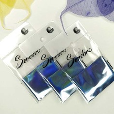 Набор Serebro Фольга для дизайна ногтей №36, голубой, глянц, 5 шт.