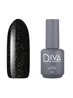 Гель лак для ногтей с блестками Diva Nail Technology плотный темный черный 15 мл