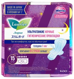 Женские ночные ультратонкие Laurier прокладки Super Slim Guard 15 шт в уп 2 упаковки