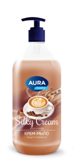 Жидкое мыло Aura Шелк и кофе 1000мл Silky Cream