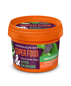 Маска для лица Fito косметик Superfood увлажняющая, алоэ и базилик, 100 мл